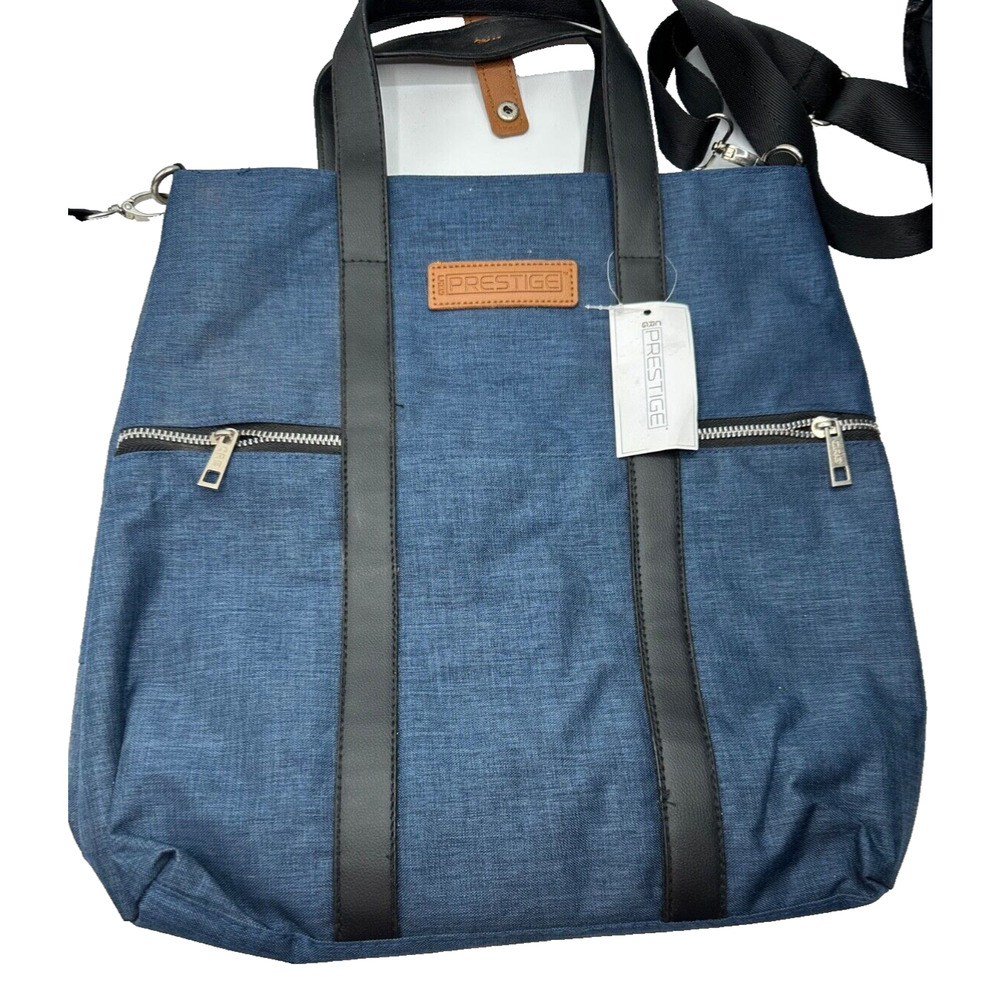 NEW CRG Prestige Over The Shoulder Tote $59.99 Blue Crossbody Strap Zipper